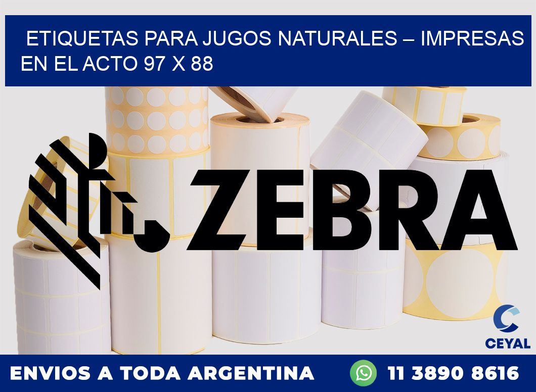 Etiquetas para jugos naturales – Impresas en el acto 97 x 88