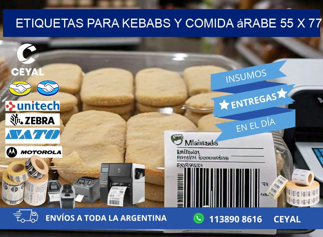 Etiquetas para kebabs y comida árabe 55 x 77