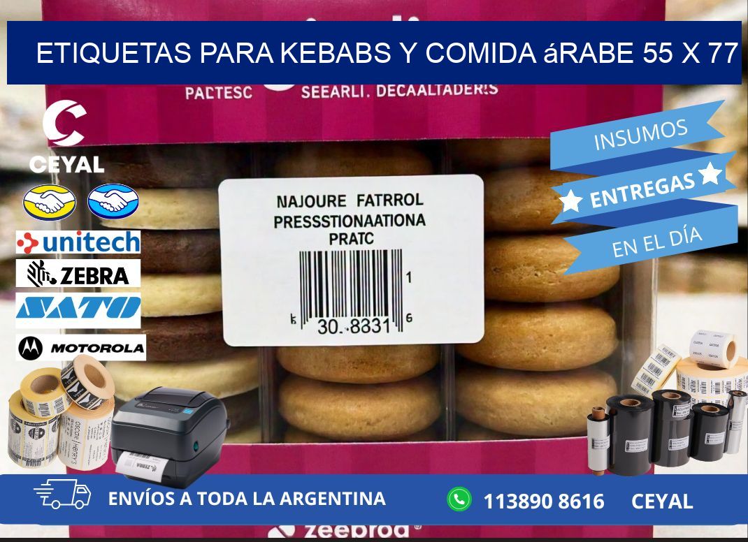 Etiquetas para kebabs y comida árabe 55 x 77