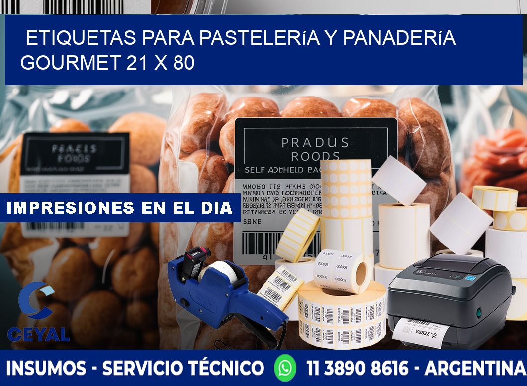 Etiquetas para pastelería y panadería gourmet 21 x 80