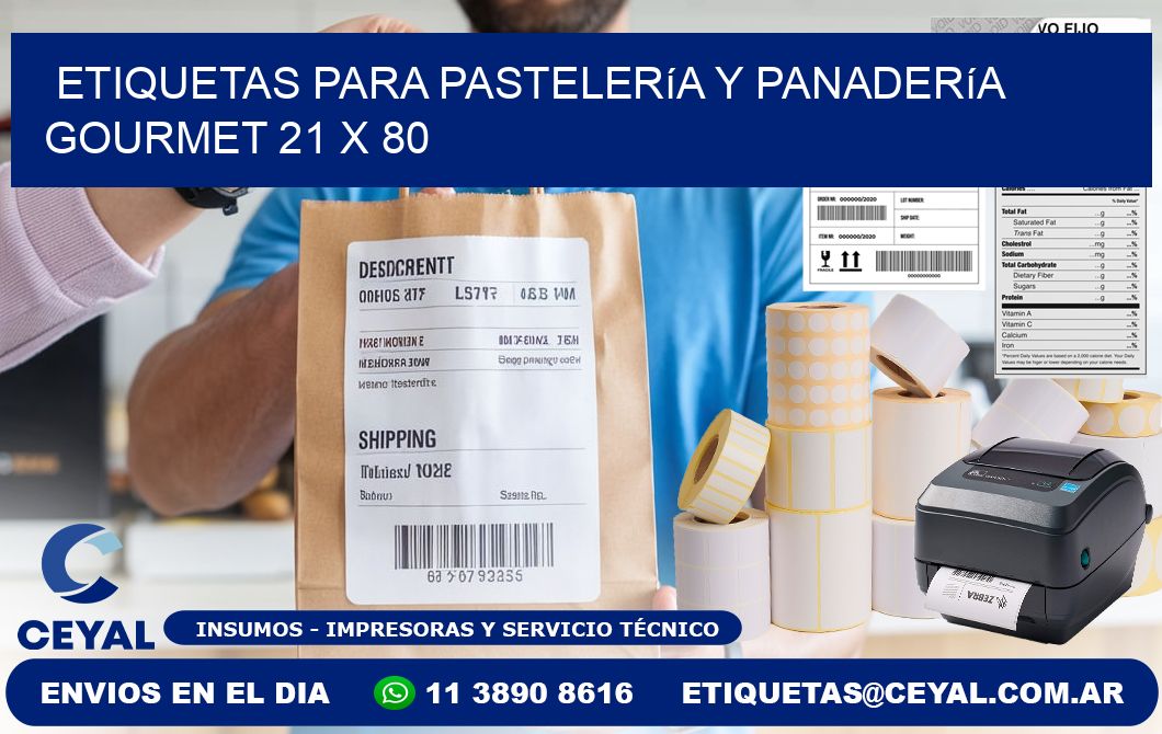 Etiquetas para pastelería y panadería gourmet 21 x 80