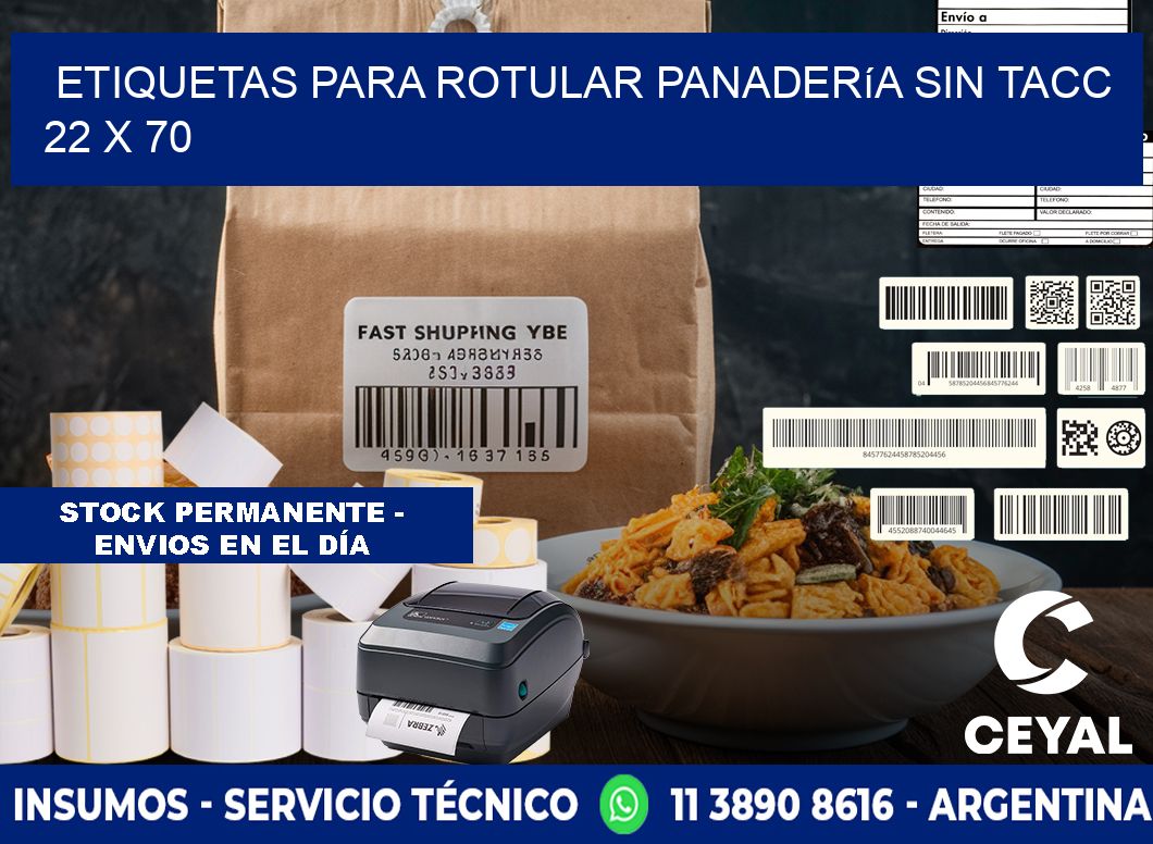 Etiquetas para rotular panadería sin TACC 22 x 70