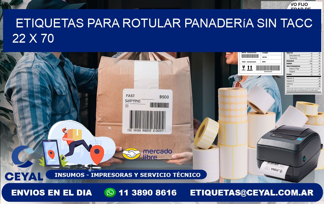 Etiquetas para rotular panadería sin TACC 22 x 70