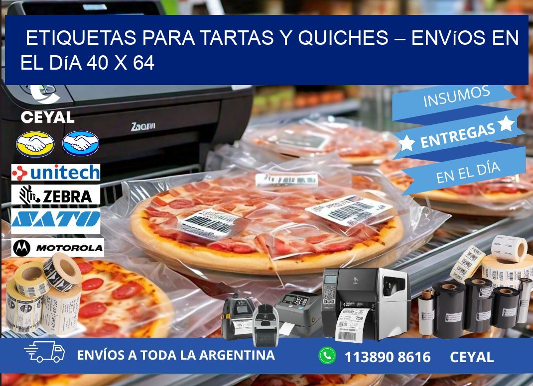 Etiquetas para tartas y quiches – Envíos en el día 40 x 64