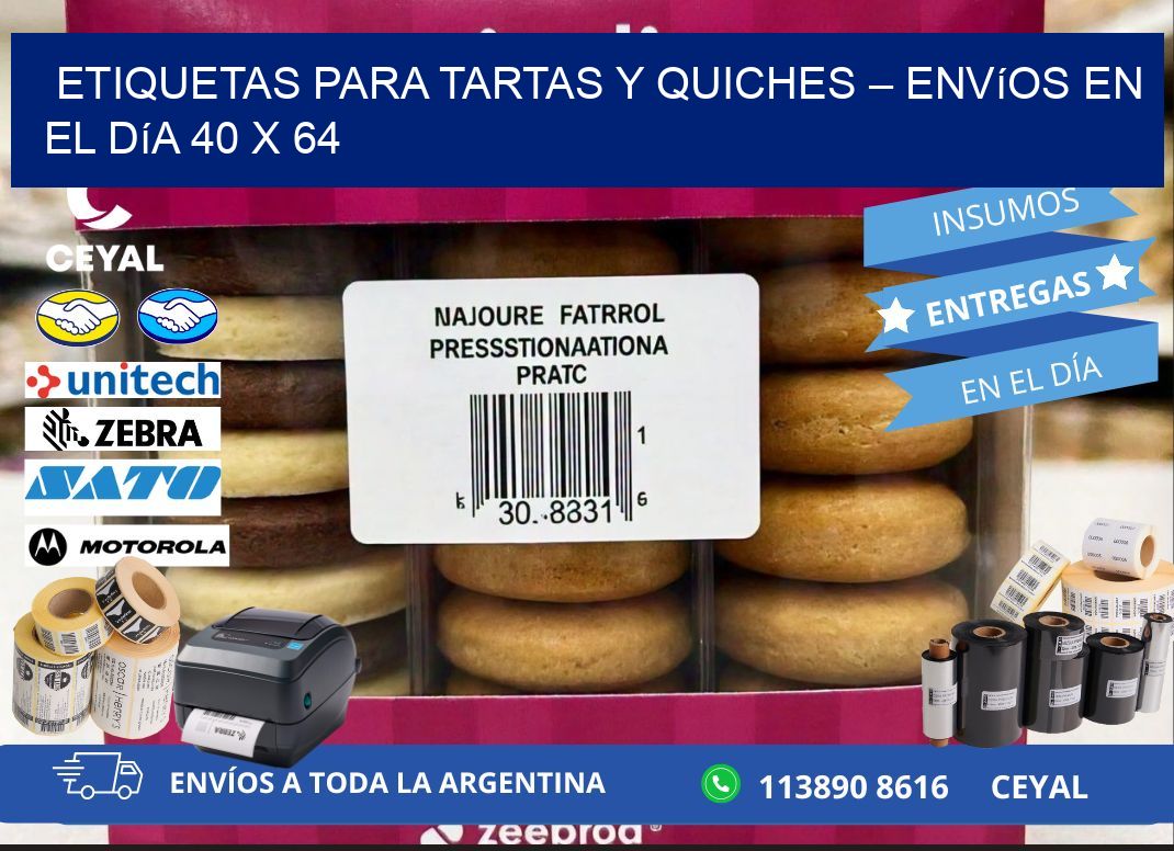 Etiquetas para tartas y quiches – Envíos en el día 40 x 64