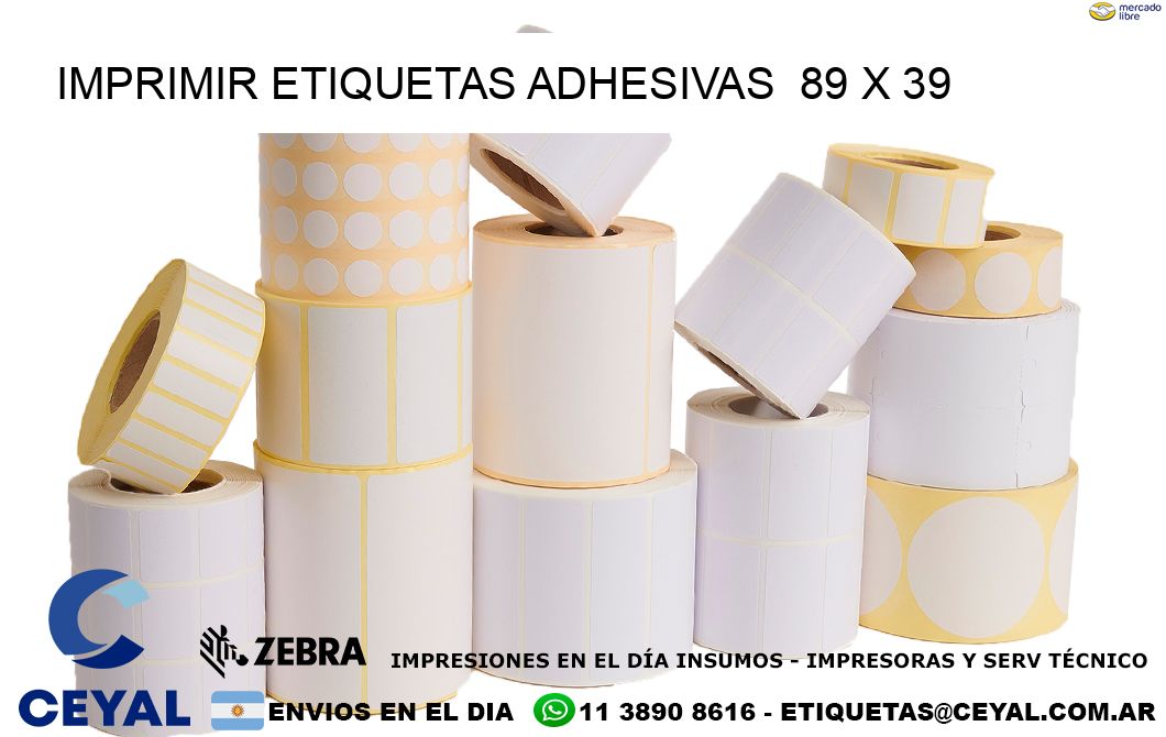 Imprimir Etiquetas adhesivas  89 x 39