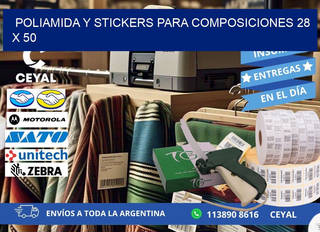 POLIAMIDA Y STICKERS PARA COMPOSICIONES 28 x 50