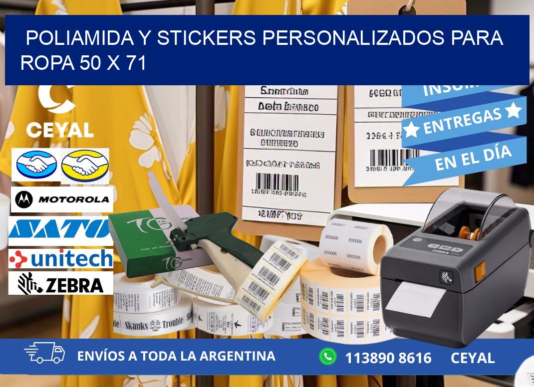 POLIAMIDA Y STICKERS PERSONALIZADOS PARA ROPA 50 x 71