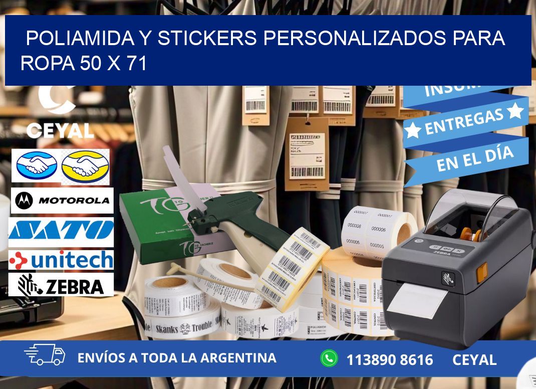 POLIAMIDA Y STICKERS PERSONALIZADOS PARA ROPA 50 x 71