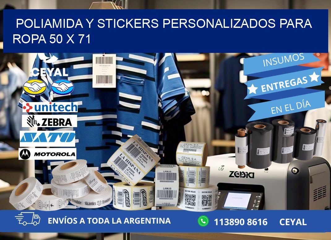 POLIAMIDA Y STICKERS PERSONALIZADOS PARA ROPA 50 x 71