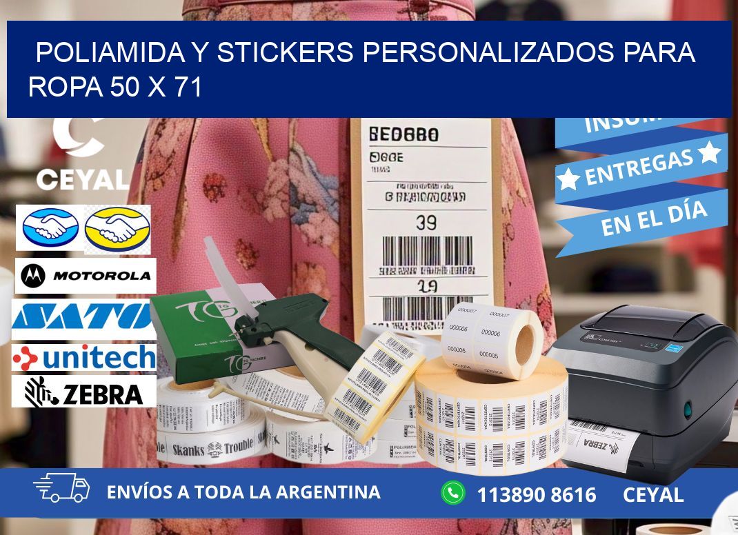 POLIAMIDA Y STICKERS PERSONALIZADOS PARA ROPA 50 x 71