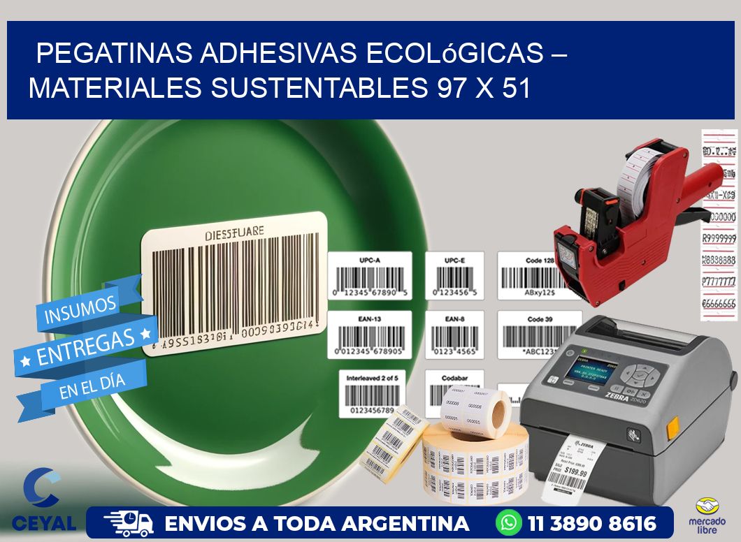 Pegatinas Adhesivas Ecológicas – Materiales Sustentables 97 x 51