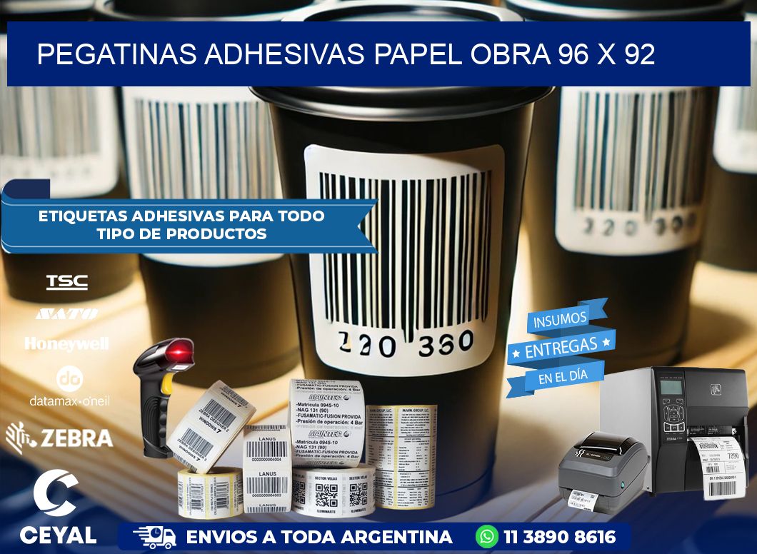 Pegatinas Adhesivas papel Obra 96 x 92