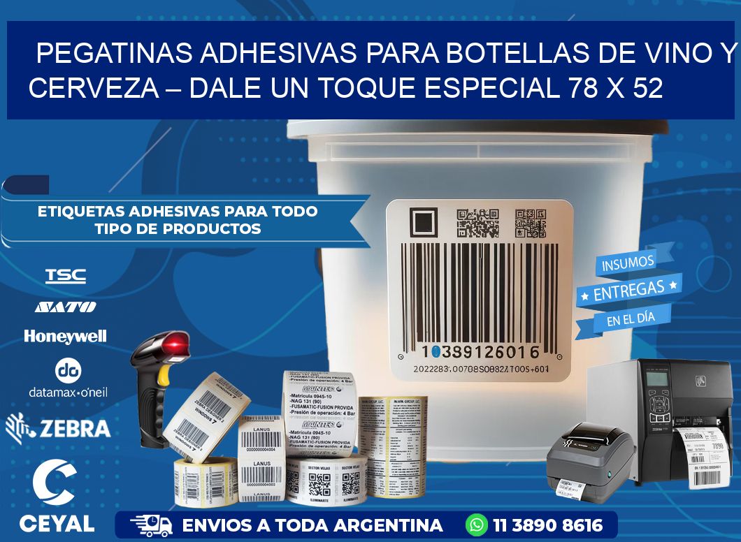 Pegatinas Adhesivas para Botellas de Vino y Cerveza – Dale un Toque Especial 78 x 52