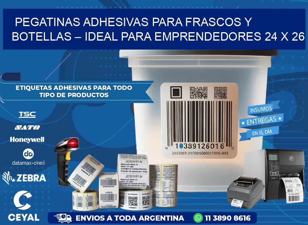 Pegatinas Adhesivas para Frascos y Botellas – Ideal para Emprendedores 24 x 26