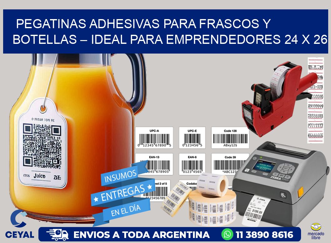 Pegatinas Adhesivas para Frascos y Botellas – Ideal para Emprendedores 24 x 26