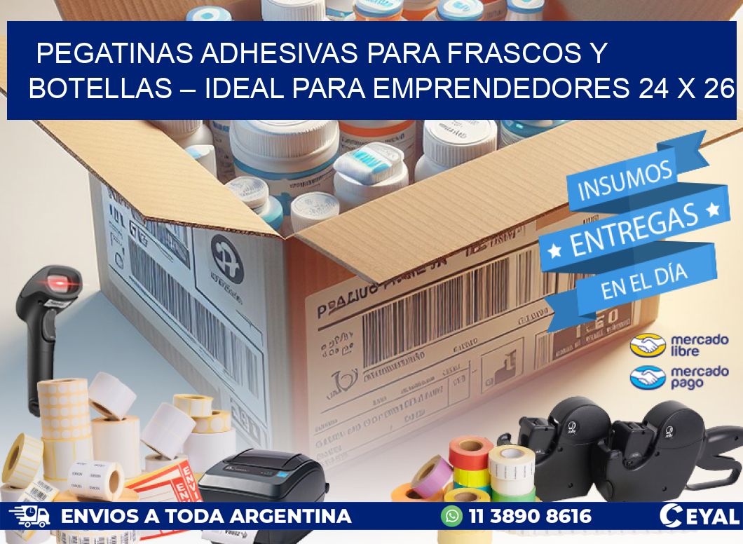 Pegatinas Adhesivas para Frascos y Botellas – Ideal para Emprendedores 24 x 26