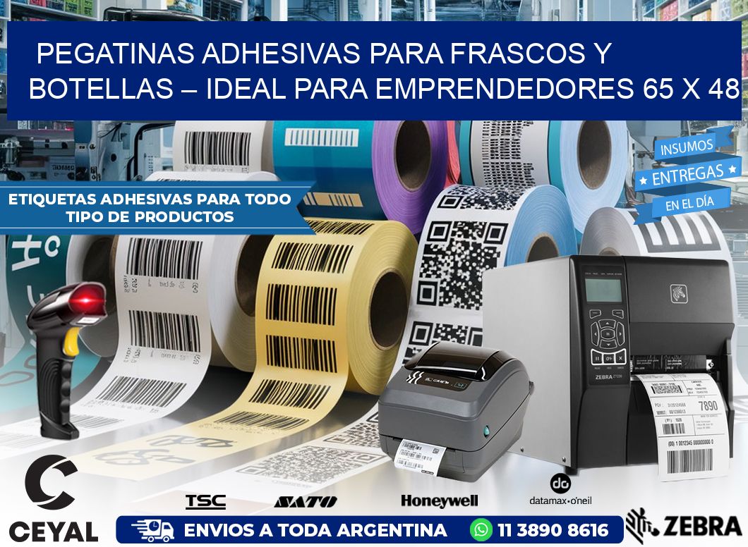 Pegatinas Adhesivas para Frascos y Botellas – Ideal para Emprendedores 65 x 48