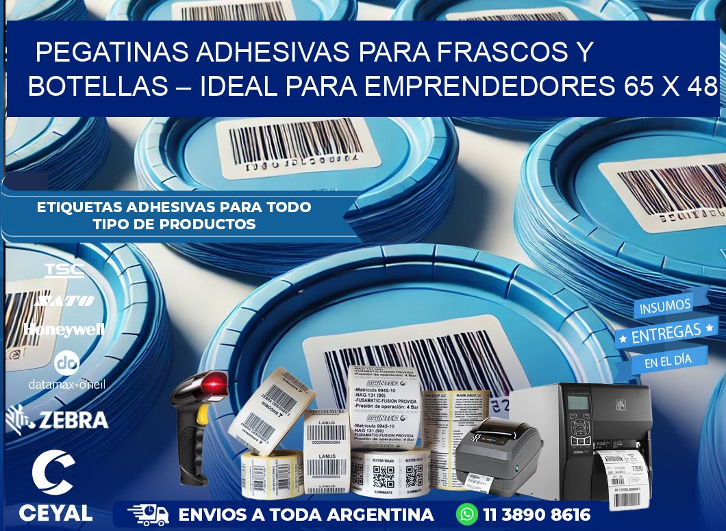 Pegatinas Adhesivas para Frascos y Botellas – Ideal para Emprendedores 65 x 48