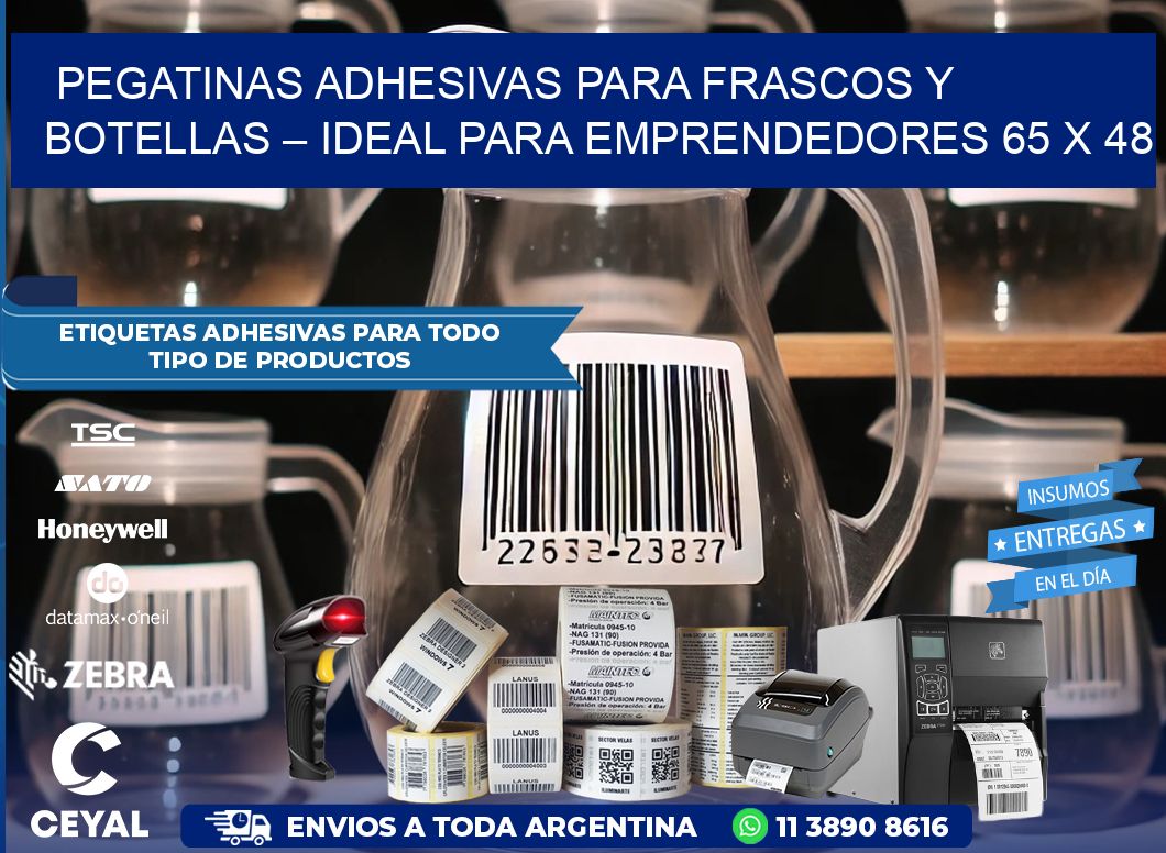 Pegatinas Adhesivas para Frascos y Botellas – Ideal para Emprendedores 65 x 48