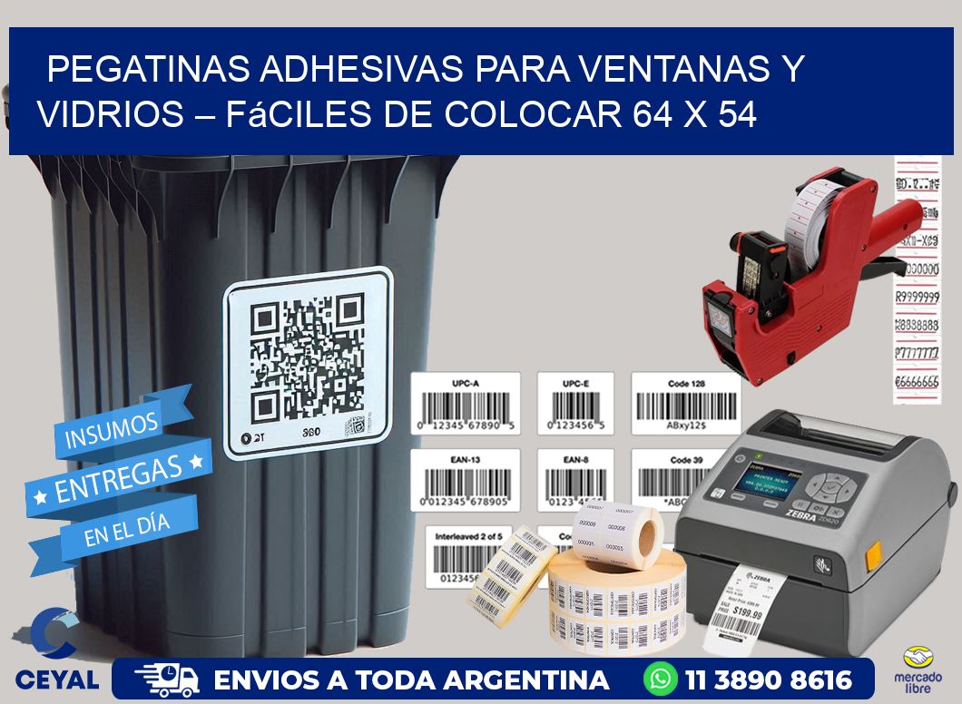 Pegatinas Adhesivas para Ventanas y Vidrios – Fáciles de Colocar 64 x 54