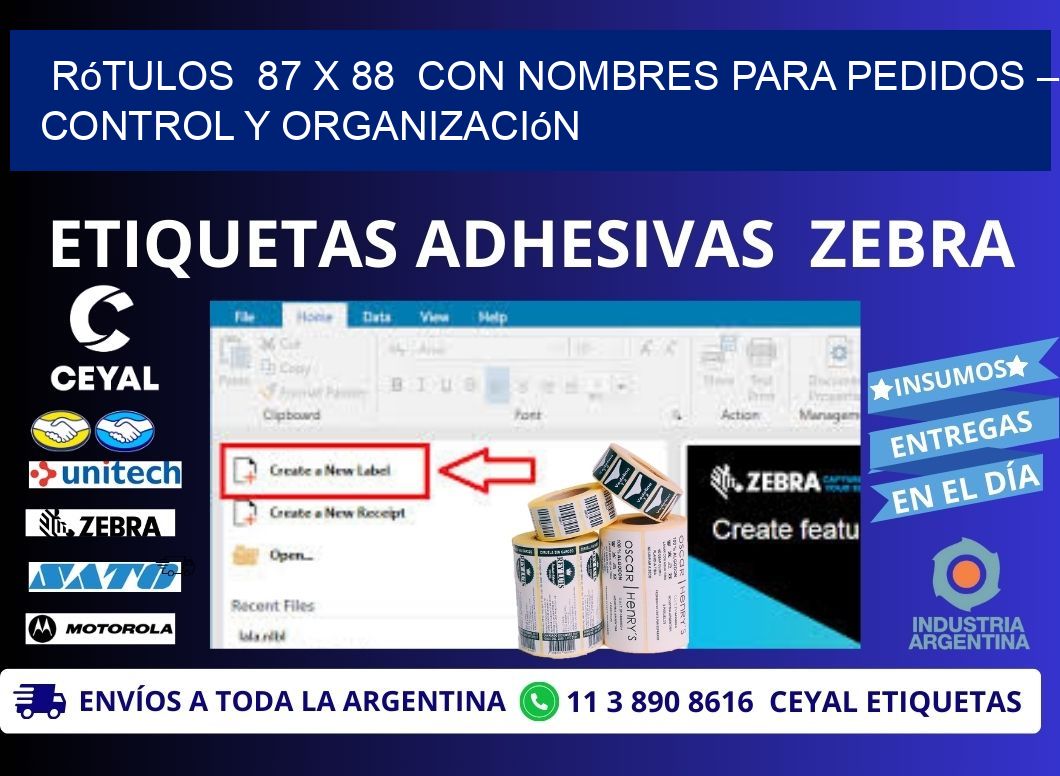 Rótulos  87 x 88  con Nombres para Pedidos – Control y Organización