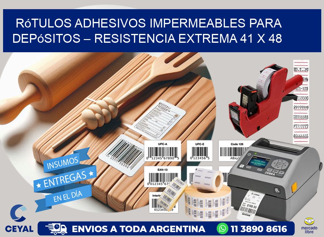 Rótulos Adhesivos Impermeables para Depósitos – Resistencia Extrema 41 x 48