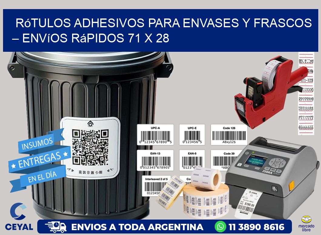 Rótulos Adhesivos para Envases y Frascos – Envíos Rápidos 71 x 28