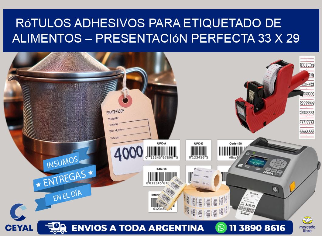 Rótulos Adhesivos para Etiquetado de Alimentos – Presentación Perfecta 33 x 29