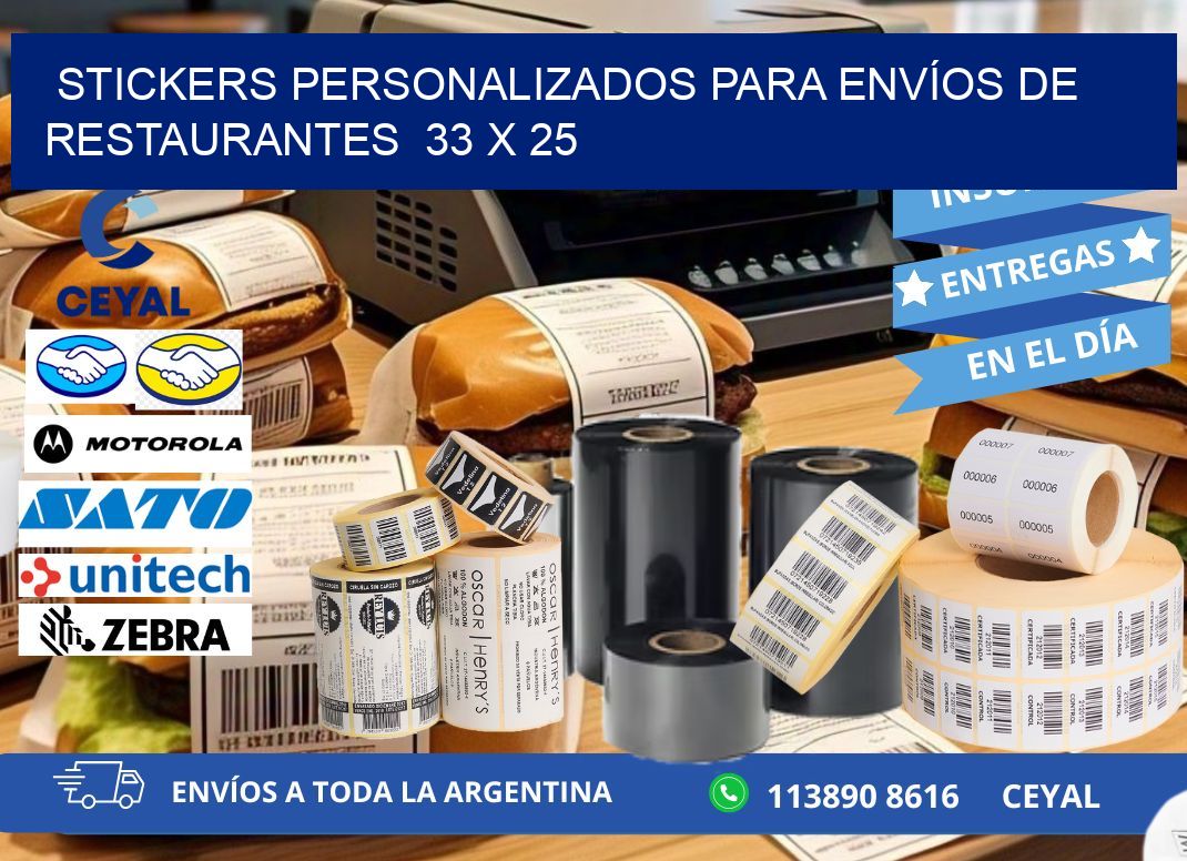 STICKERS PERSONALIZADOS PARA ENVÍOS DE RESTAURANTES  33 x 25