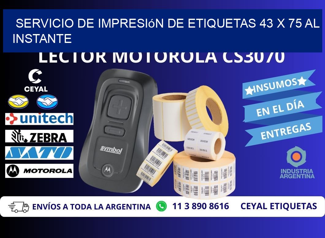 Servicio de Impresión de Etiquetas 43 x 75 al Instante