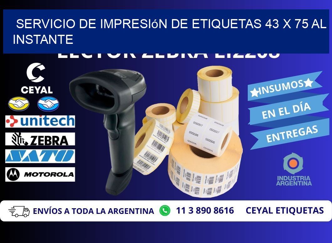 Servicio de Impresión de Etiquetas 43 x 75 al Instante