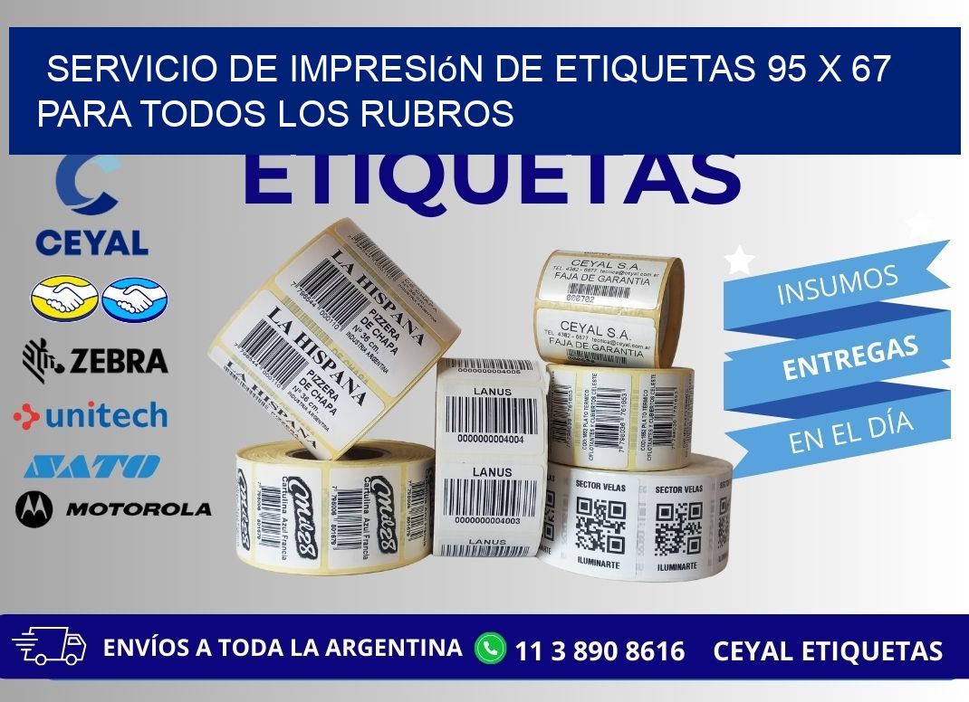 Servicio de Impresión de Etiquetas 95 x 67 para Todos los Rubros