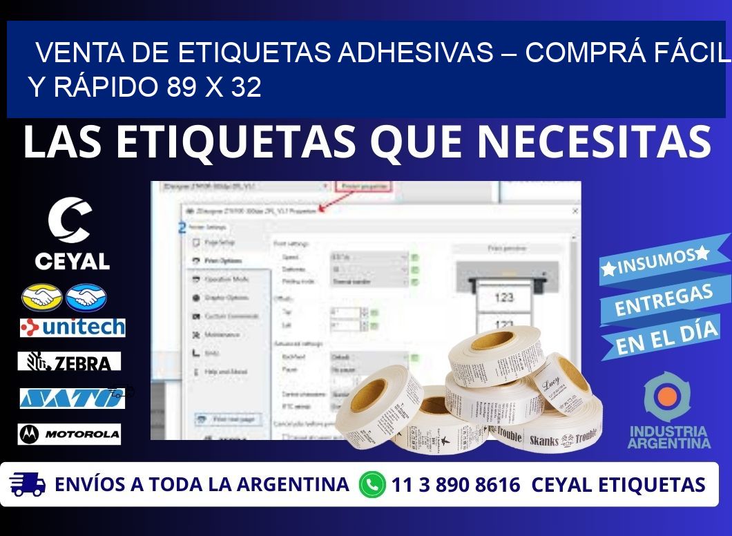 VENTA DE ETIQUETAS ADHESIVAS – COMPRÁ FÁCIL Y RÁPIDO 89 x 32