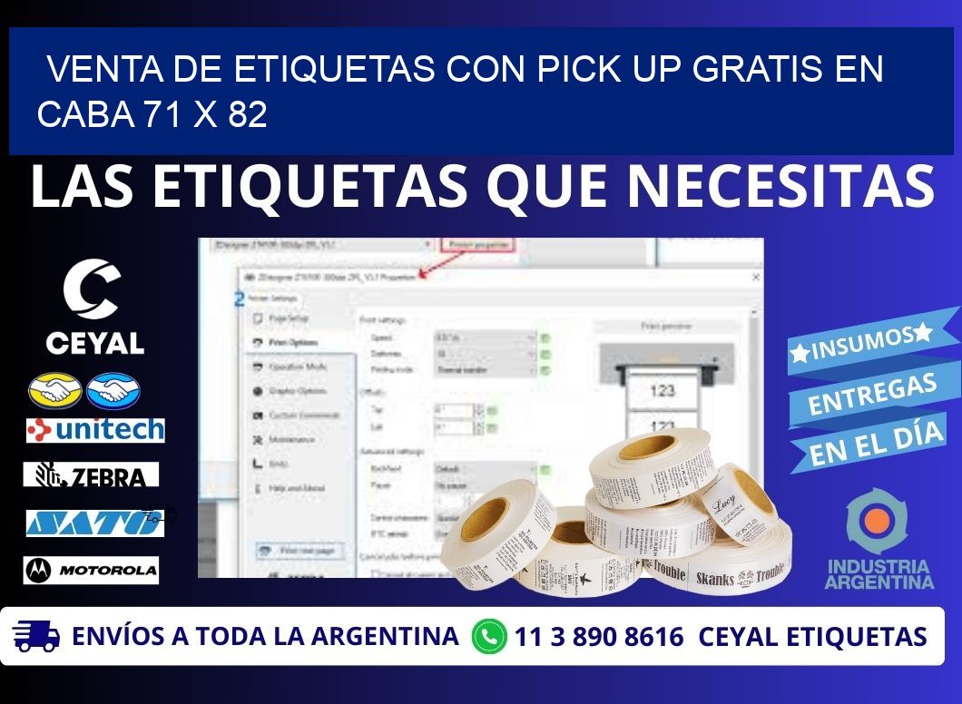 VENTA DE ETIQUETAS CON PICK UP GRATIS EN CABA 71 x 82