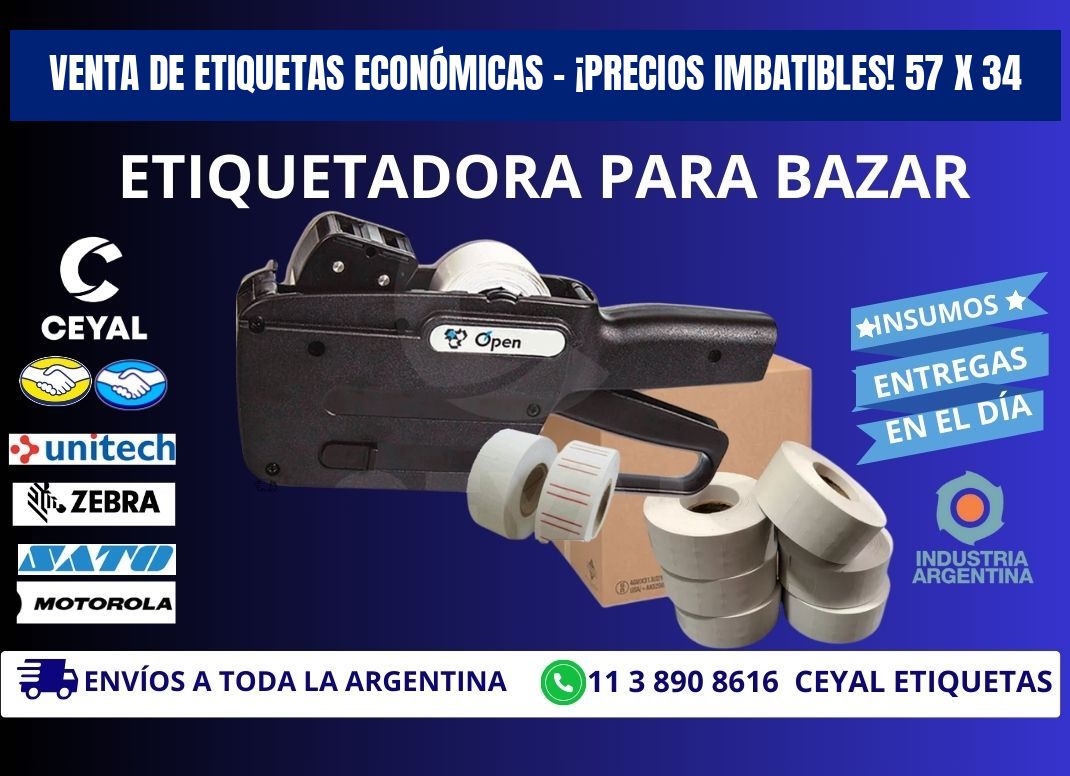 VENTA DE ETIQUETAS ECONÓMICAS – ¡PRECIOS IMBATIBLES! 57 x 34