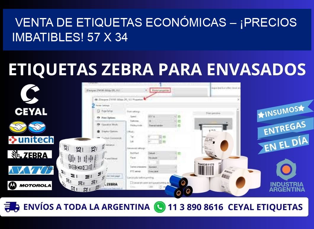 VENTA DE ETIQUETAS ECONÓMICAS – ¡PRECIOS IMBATIBLES! 57 x 34