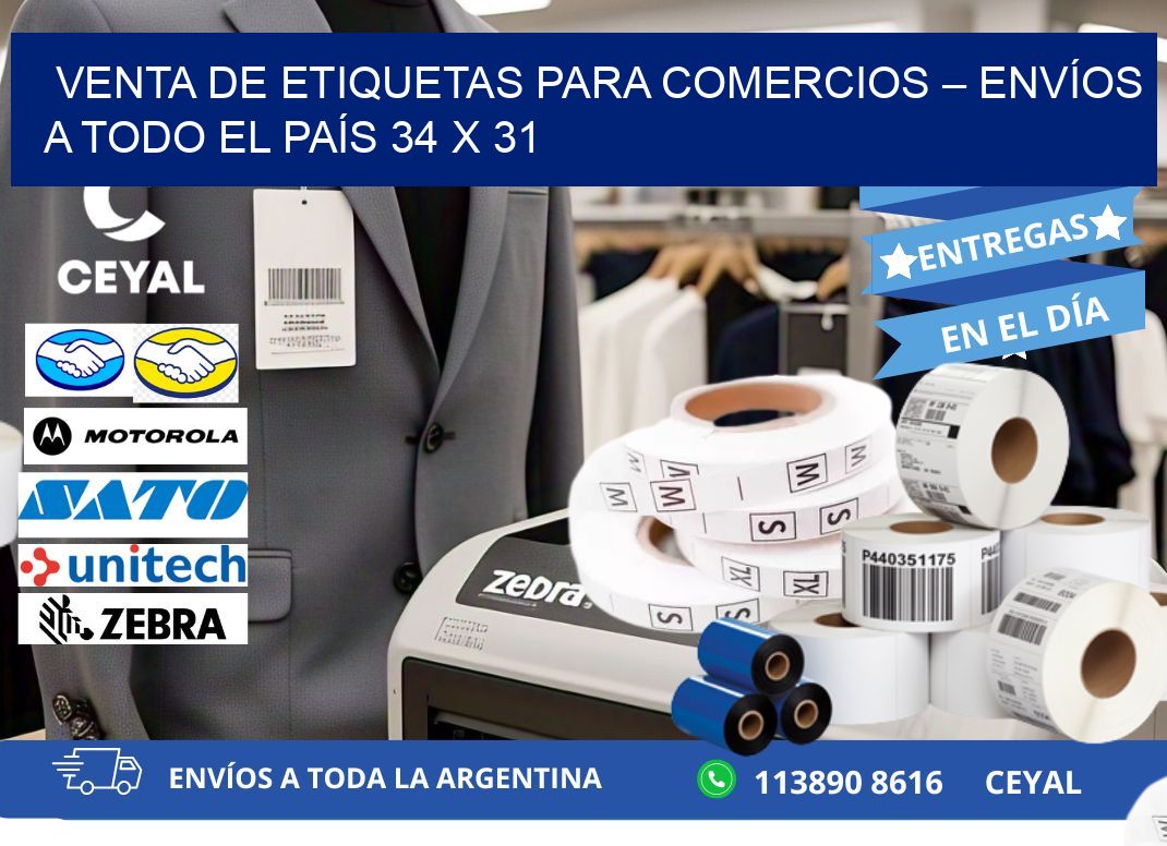 VENTA DE ETIQUETAS PARA COMERCIOS – ENVÍOS A TODO EL PAÍS 34 x 31