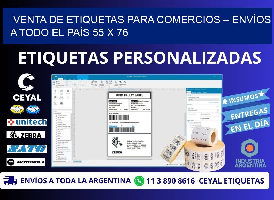 VENTA DE ETIQUETAS PARA COMERCIOS – ENVÍOS A TODO EL PAÍS 55 x 76