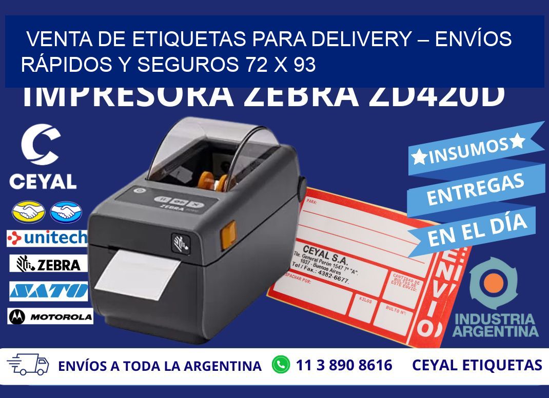 VENTA DE ETIQUETAS PARA DELIVERY – ENVÍOS RÁPIDOS Y SEGUROS 72 x 93