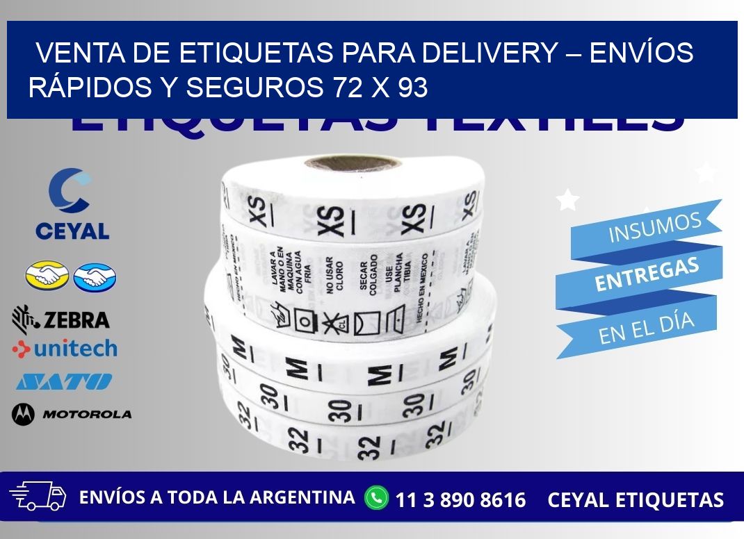 VENTA DE ETIQUETAS PARA DELIVERY – ENVÍOS RÁPIDOS Y SEGUROS 72 x 93