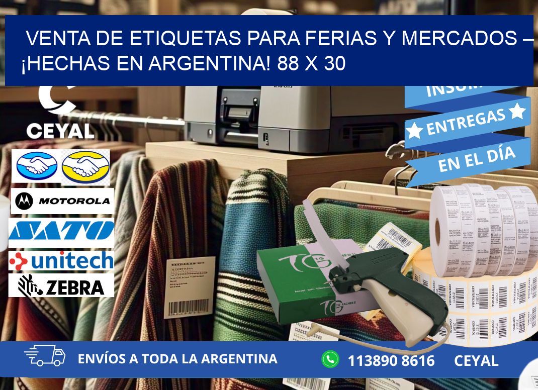 VENTA DE ETIQUETAS PARA FERIAS Y MERCADOS – ¡HECHAS EN ARGENTINA! 88 x 30