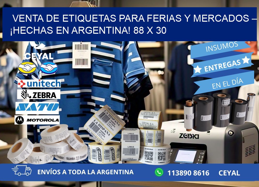 VENTA DE ETIQUETAS PARA FERIAS Y MERCADOS – ¡HECHAS EN ARGENTINA! 88 x 30