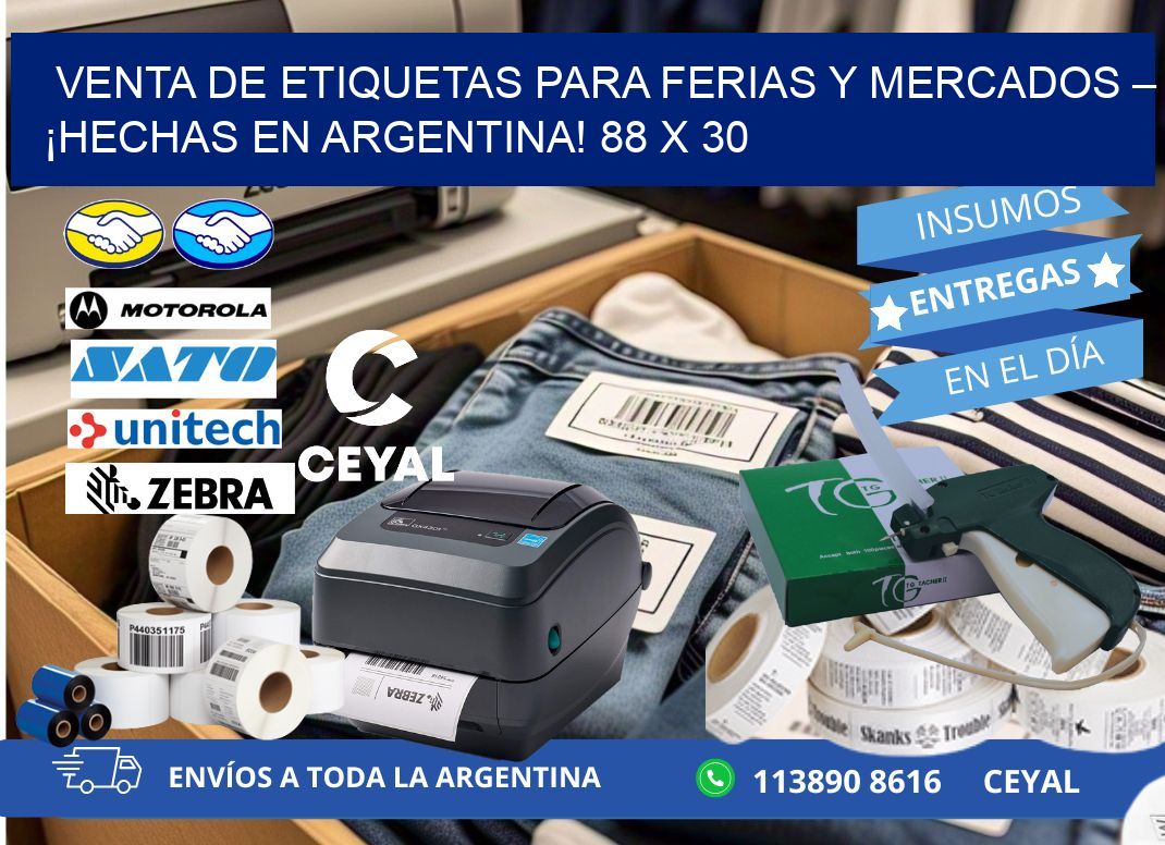 VENTA DE ETIQUETAS PARA FERIAS Y MERCADOS – ¡HECHAS EN ARGENTINA! 88 x 30