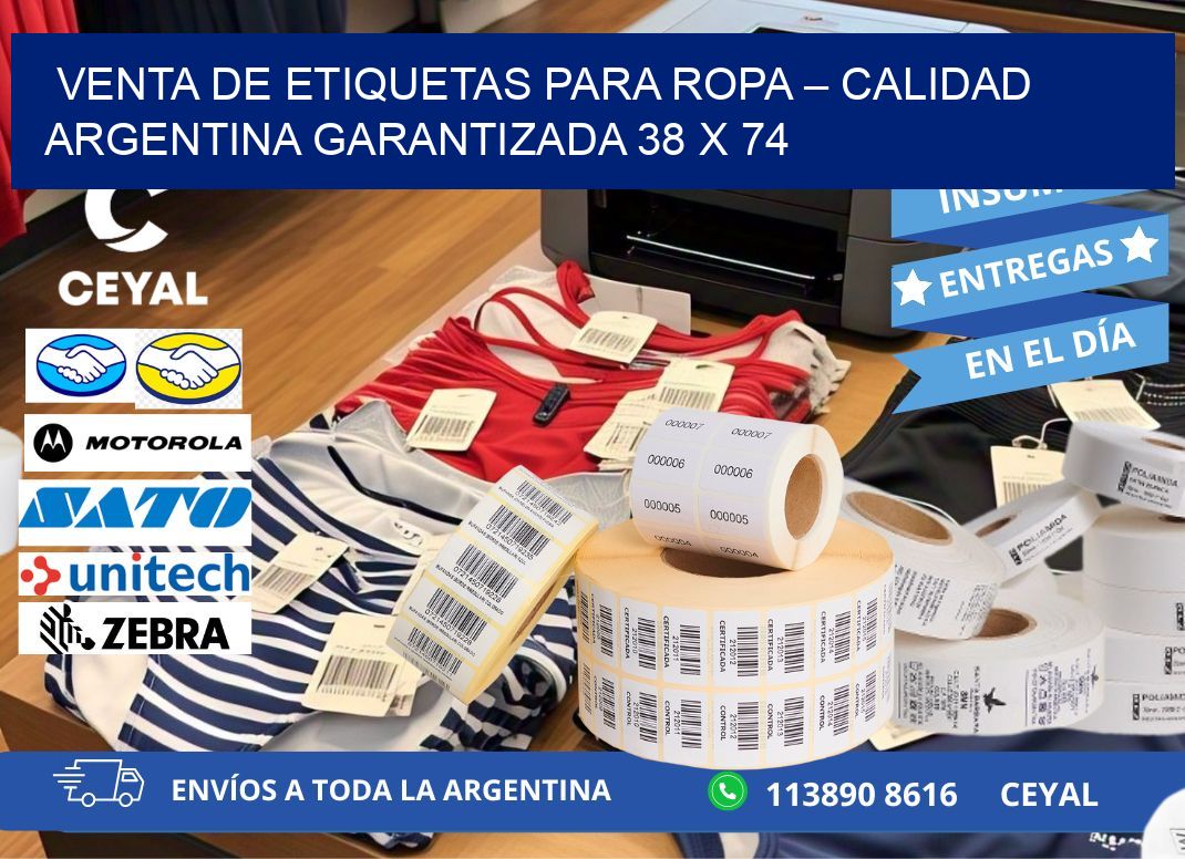 VENTA DE ETIQUETAS PARA ROPA – CALIDAD ARGENTINA GARANTIZADA 38 x 74