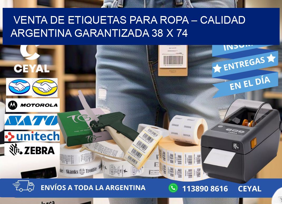 VENTA DE ETIQUETAS PARA ROPA – CALIDAD ARGENTINA GARANTIZADA 38 x 74