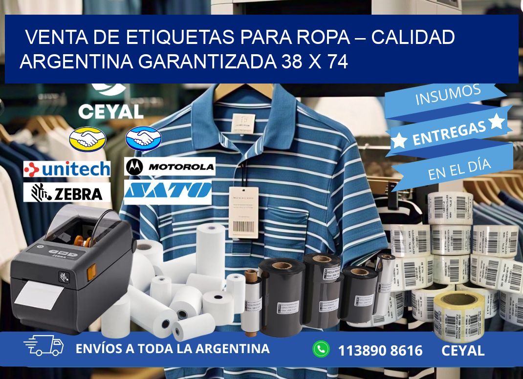 VENTA DE ETIQUETAS PARA ROPA – CALIDAD ARGENTINA GARANTIZADA 38 x 74