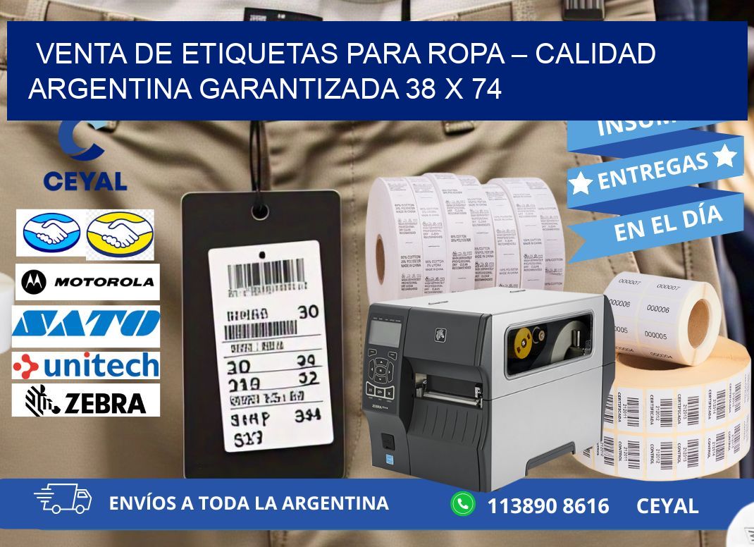 VENTA DE ETIQUETAS PARA ROPA – CALIDAD ARGENTINA GARANTIZADA 38 x 74