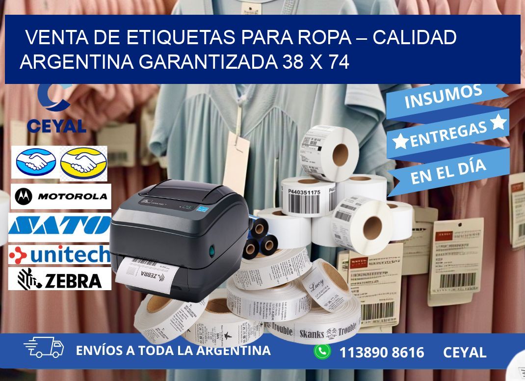 VENTA DE ETIQUETAS PARA ROPA – CALIDAD ARGENTINA GARANTIZADA 38 x 74