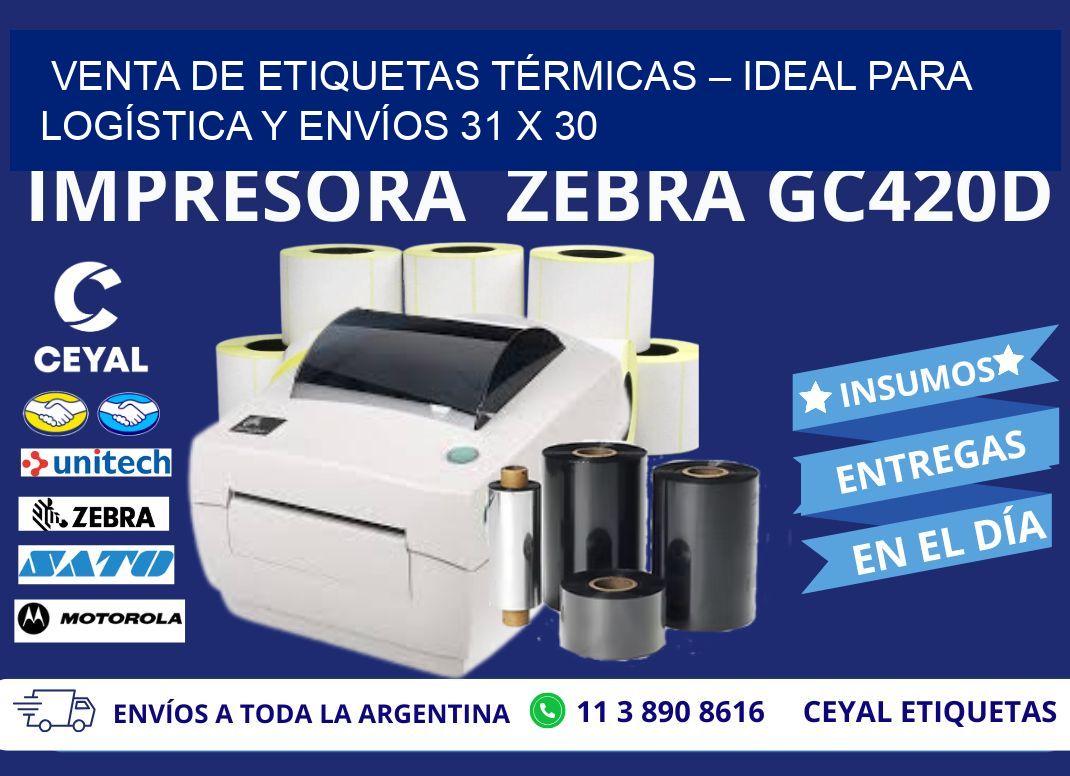 VENTA DE ETIQUETAS TÉRMICAS – IDEAL PARA LOGÍSTICA Y ENVÍOS 31 x 30